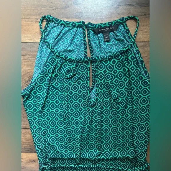 💚 Banana Republic Petite Geometric Print Sleeveless Dress | Size XXS Petite - Picture 3 of 7